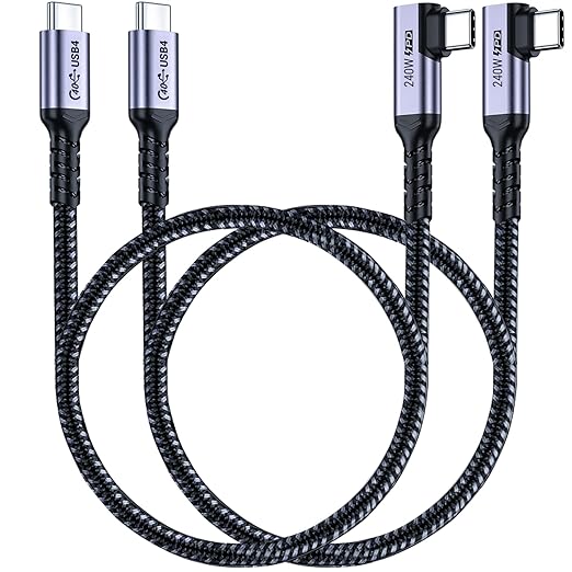 Short USB 4 Cable Right Angle, 240W Fast Charging by SUMPK