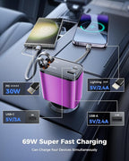 4 in 1 Retractable Car Charger, SUPERONE Smaller Fast Car Phone Charger 69W - Image 5