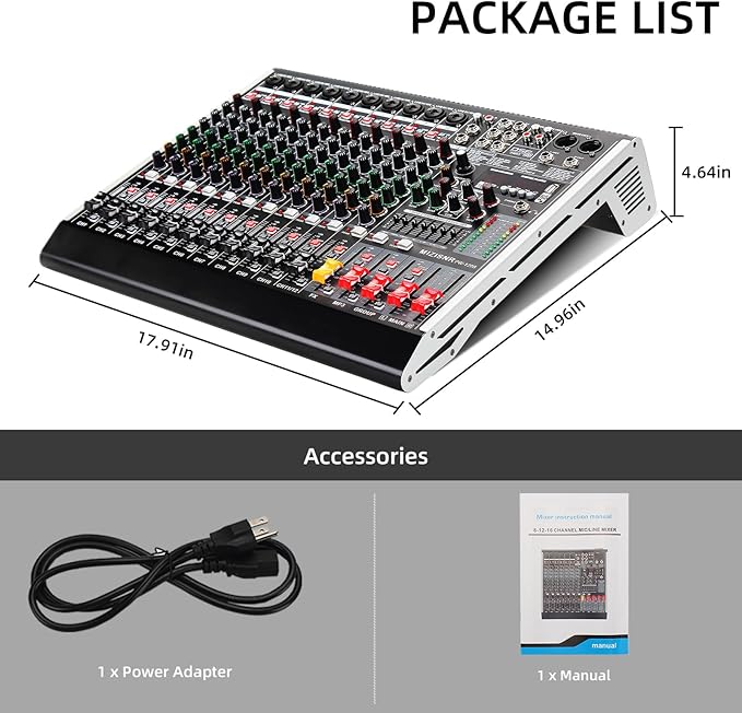 12 Channel Audio Mixer Professional Sound Mixing Board - Image 9
