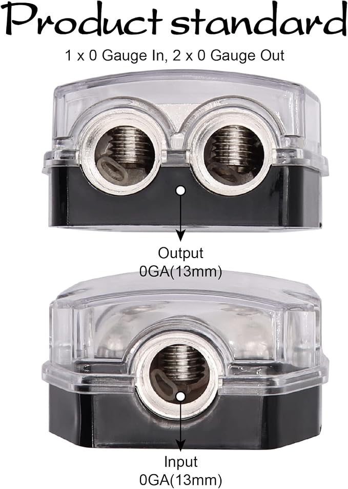 2 Way Power Distribution Block 1x 0 GA in 2X 0 GA Out Circuit Protector - Image 2