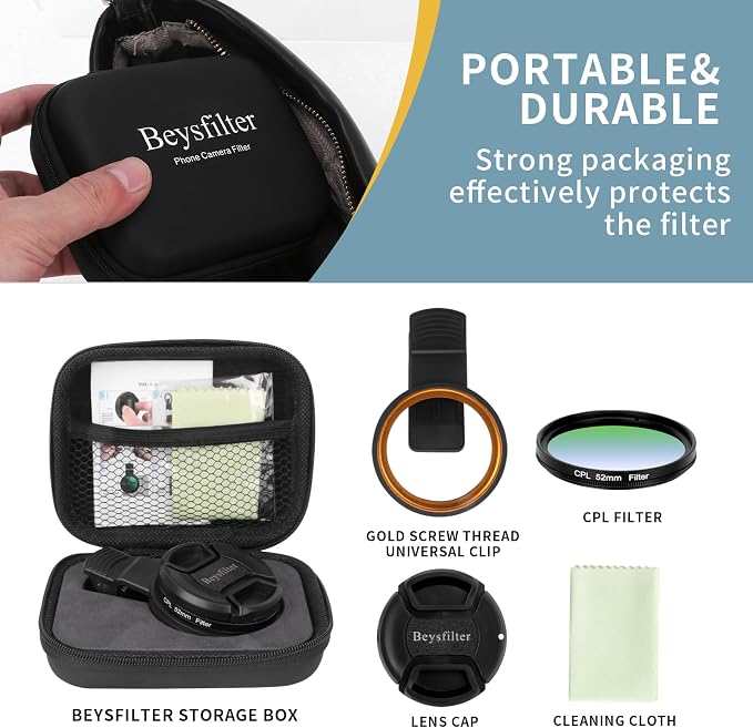 52MM CPL Filter for Phone, Clip-on Circular Polarizing Lens, HD Multi-Coated - Image 7
