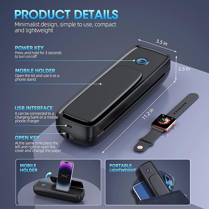 Portable Printer Wireless for Travel，Bluetooth Thermal Printer Support 8.5" X - Image 5