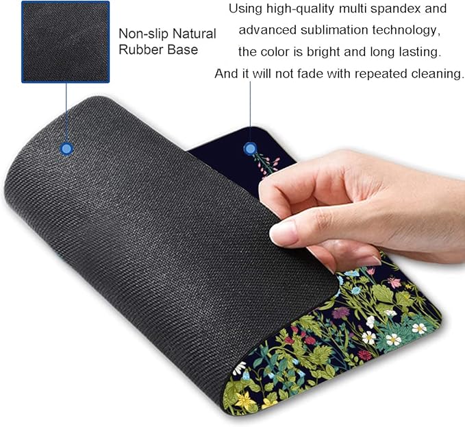 Floral Mouse Pad, Square Waterproof Non-Slip Rubber Base Mouse Pad - Image 2