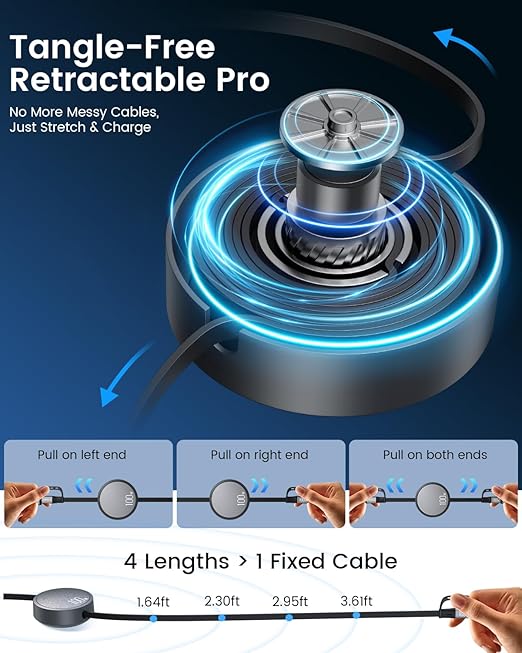 CAFELE 5-in-1 Retractable USB C Cable, 100W Multi Charging Cable USB C/A to - Image 6