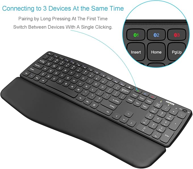 Arteck Bluetooth Keyboard Universal Wave Comfortable Keypad - Image 4