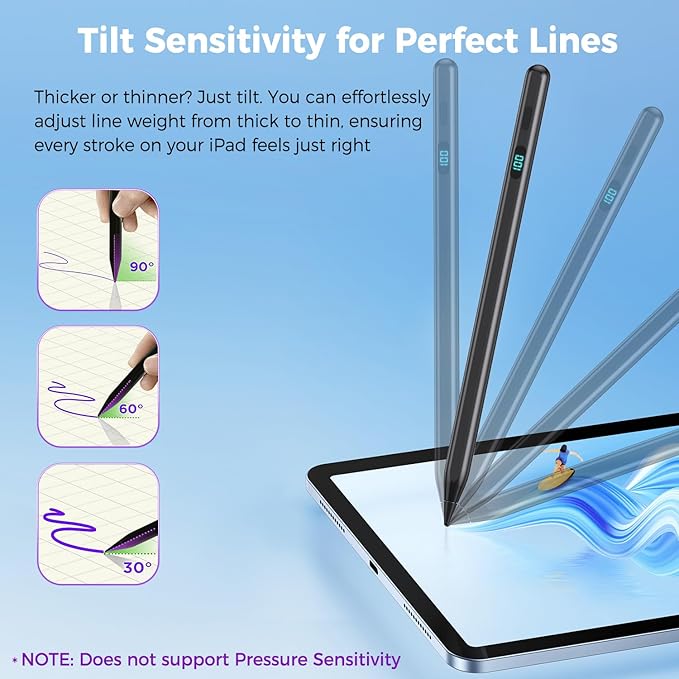 iPad Pencil with Magnetic&5 Extra Tips, USB-C Faster Charge, Stylus Pen - Image 5