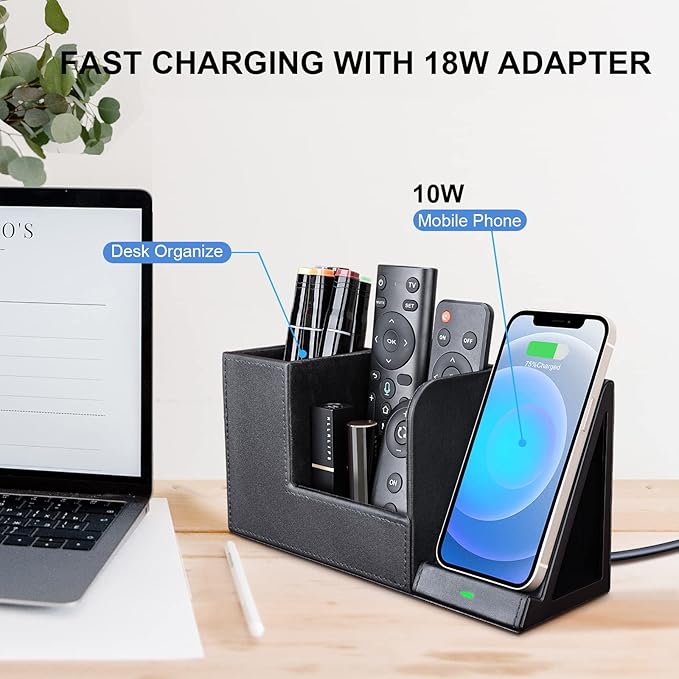 Wireless Charger with Desk Organizer, Wireless Charging Station - Image 2
