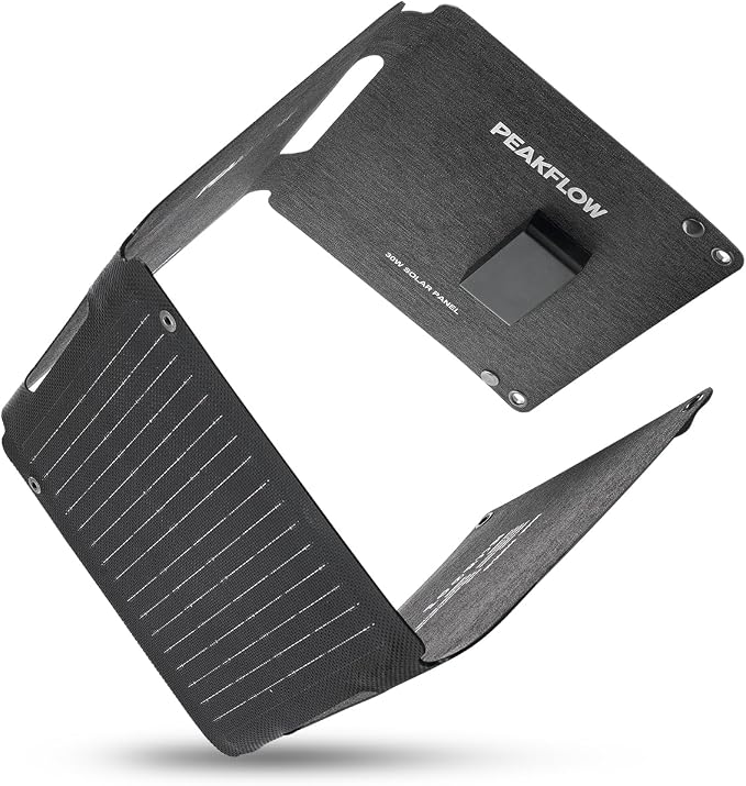 PEAKFLOW 30W Solar Panel, Foldable Portable Solar Panel, 25.4% High-Efficiency by PEAKFLOW