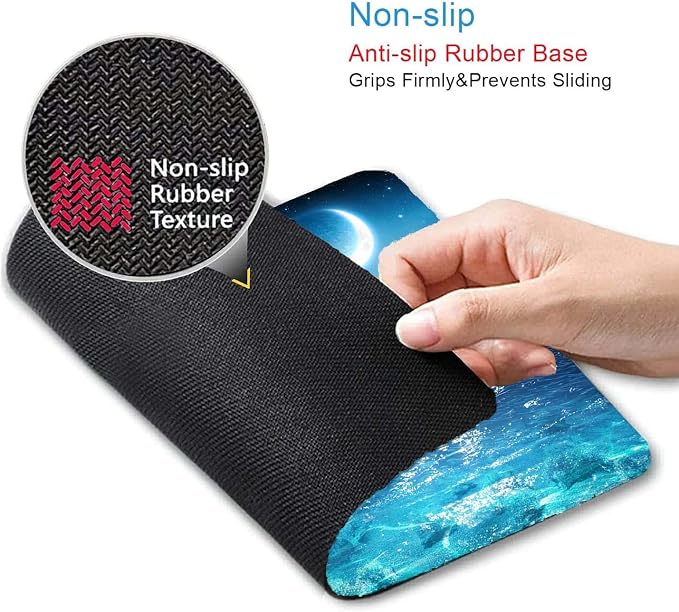 Ocean and Moon Mouse Pad, Romantic Moon On Sea in Magic Night, Waterproof - Image 3