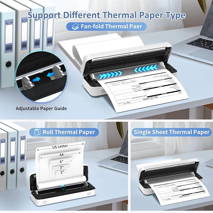 Inkless Portable Printer for Travel, Wireless Thermal Printer Supports 8.5 x 11 - Image 7