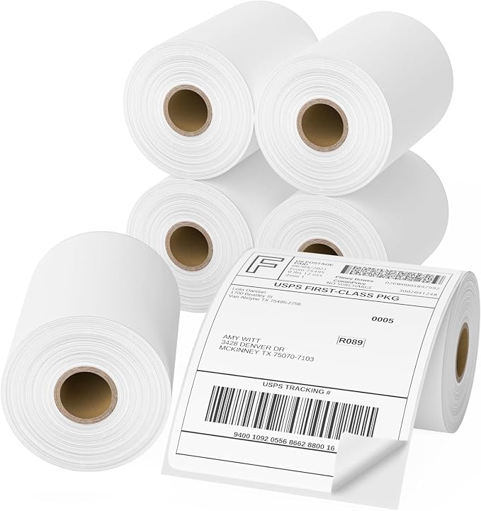 FungLam 6 Rolls 4"x6" Thermal Shipping Labels, 250 Labels/6 Roll, Perforated by FungLam