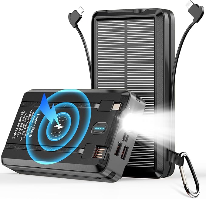 Solar Power Bank Portable Charger 52800mAh 5V/3A Fast Charging Battery Pack by AEECESTORE