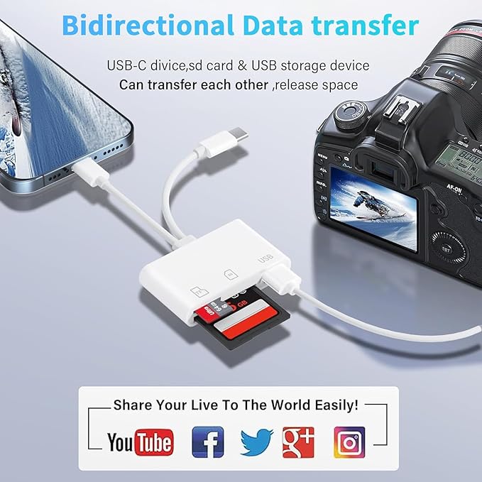 SD Card Reader for iPhone iPad Mac, Lightning & USB-C Dual Connectors Memory - Image 4