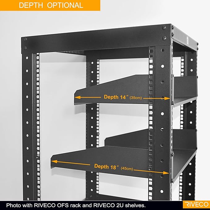RIVECO 2 PCS 2U Rack Shelves 14 Inch Depth, Rack Mount Vented Cantilevers - Image 4