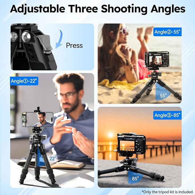 SIRUI AM-223S+G0 Carbon Fiber Desktop Tripod – Ultra-Light 1.7lbs, Max Height - Image 7