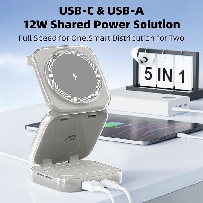 5-in-1 Wireless Charger for MagSafe, AC ISLAND Portable Travel Charging Station - Image 3