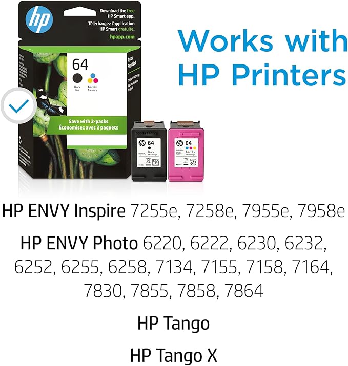 HP 64 Black & Tri-Color Ink Cartridges - Image 2