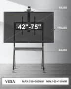 Smart Board Stand with Camera Tray Fits 42"-75" Screens, Interactive Whiteboard - Image 3
