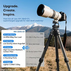 SIRUI Professional Travel Carbon Fiber Tripod 20kg/44lbs Load, Max Tube Dia - Image 2