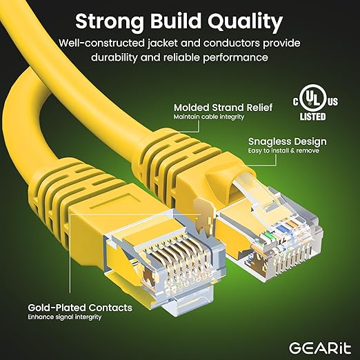 GearIT Cat 6 Ethernet Cable Cat6 Network Patch, Snagless Cord, Internet - Image 2