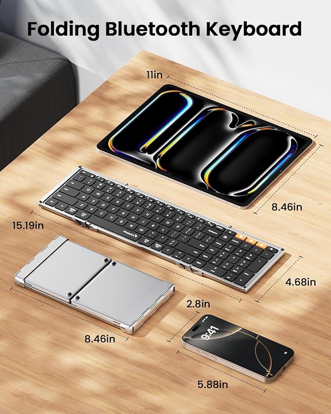 ProtoArc Foldable Bluetooth Keyboard, XK01 Full-Size Portable Keyboard - Image 4