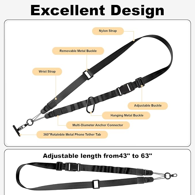 Adjustable Crossbody Phone Lanyard, Universal Phone Wrist Strap and Phone Neck - Image 3