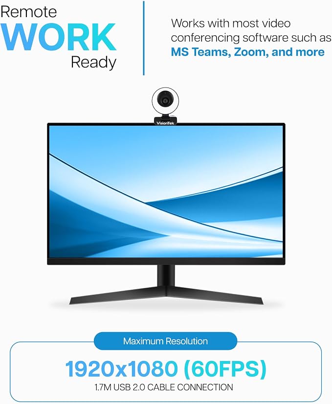 VisionTek VTWC40 Premium Autofocus Full HD 1080P 60FPS Webcam, Chromebook - Image 7