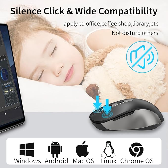 Wireless Mouse for Laptop, Chromebook, Silent Wireless Mouse - Image 3