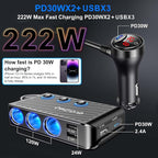 Cigarette Lighter Adapter, 222W 3 Socket Car Cigarette Lighter Plug USB Charger - Image 2
