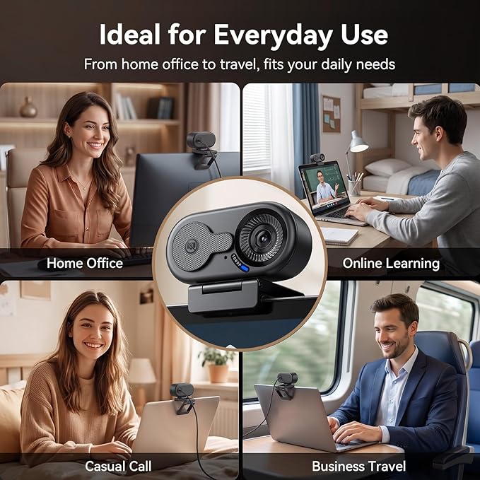 EMEET C100 1080P Webcam for PC, Fixed Focus, 66° FOV, Built-in Mic, Privacy - Image 6