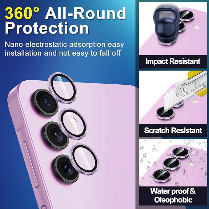 for Samsung Galaxy A35 5G Camera Lens Protector, Individual Metal Ring Tempered - Image 3