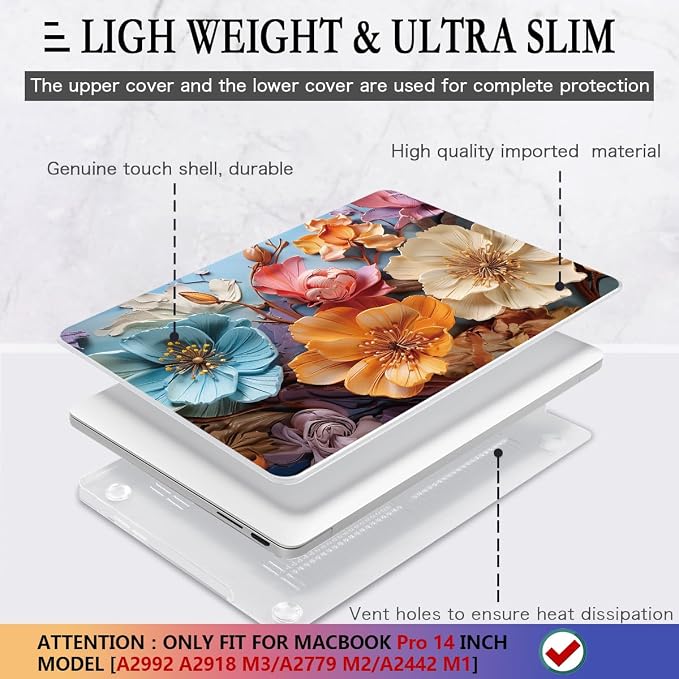CISSOOK Compatible with MacBook Pro 14 inch Case 2024 2023 2022 2021 Release M4 - Image 4