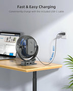 Koonie 10000mAh Rechargeable Portable 8-Inch Clip-on Fan, USB Car Fan 4 Speeds - Image 7
