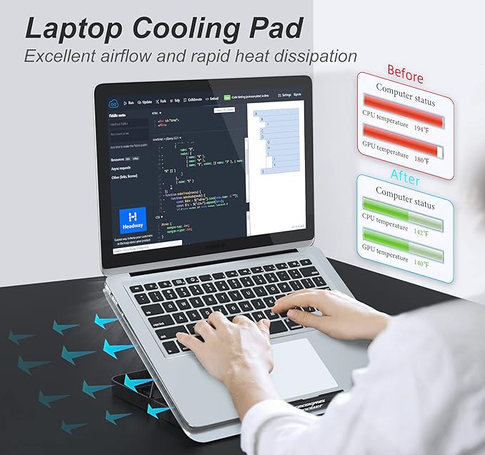 ICE COOREL Aluminum Laptop Cooling Pad, Laptop Cooler Stand - Image 2