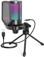 FIFINE Gaming USB Microphone for PC PS5, Condenser Mic by FIFINE