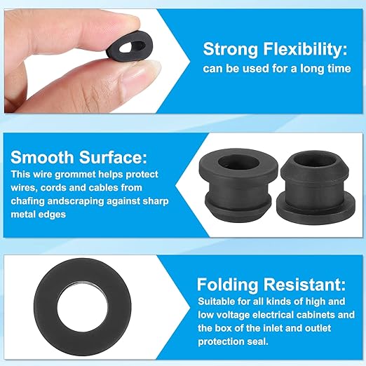PATIKIL 10.5mm / 7/16 Inch Drill Hole, 5/16 Inch ID Rubber Grommets - Image 3