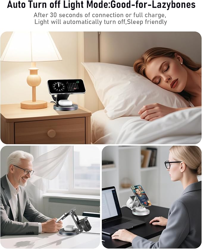 2025 Upgraded Qi2 Foldable 360º Rotatable Zinc Alloy 3 in 1 Magnetic Wireless - Image 7