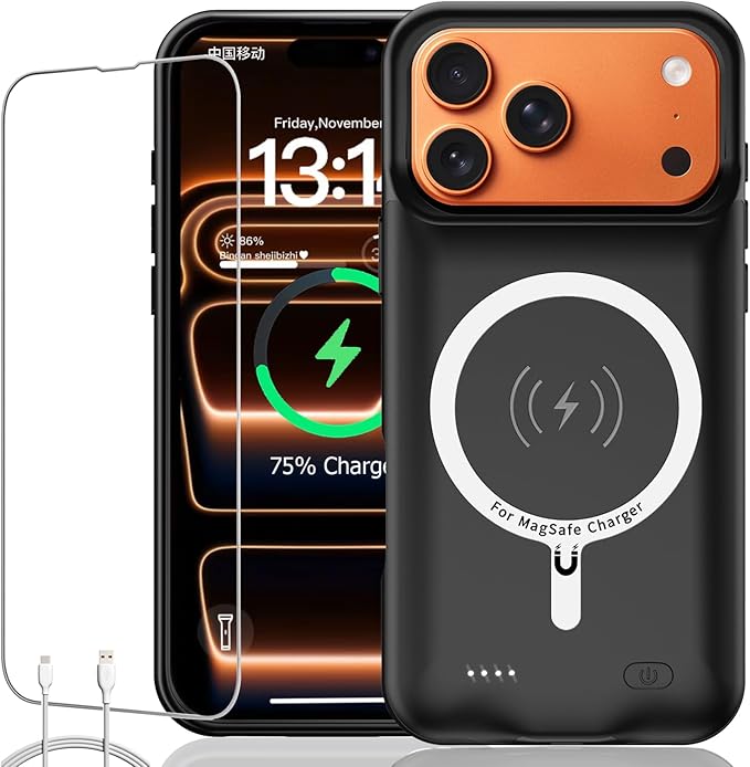 Battery Case for iPhone 17 Pro, Upgraded 10000mAh Rechargeable Portable by KCKEBLM