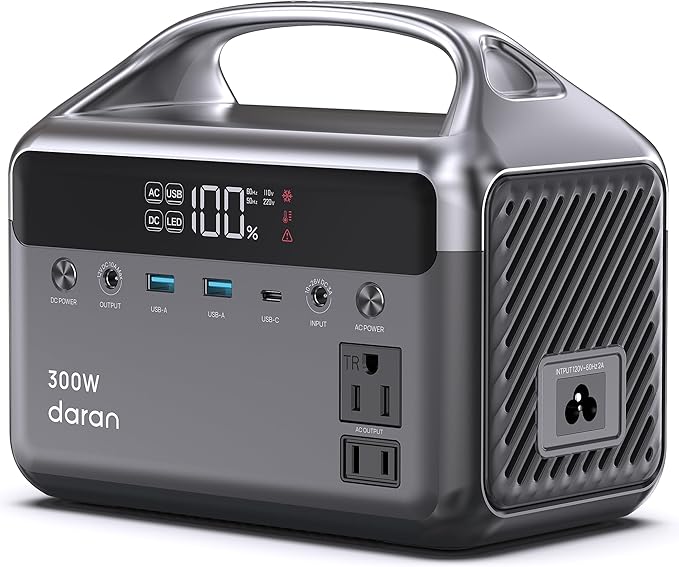 Portable Power Station 300W, 192Wh LiFePO4 Battery Backup by DaranEner