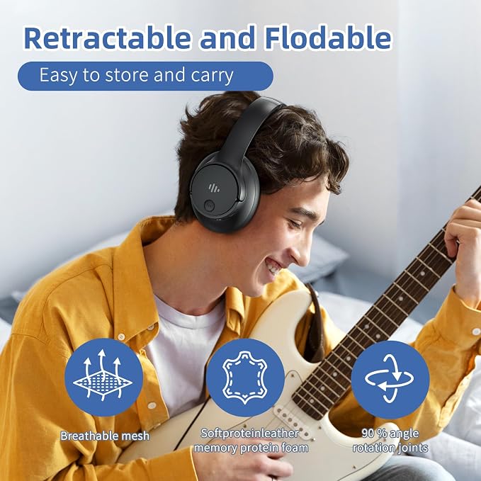 Active Noise Cancelling Headphones, Wireless Over Ear Bluetooth Headphones - Image 5