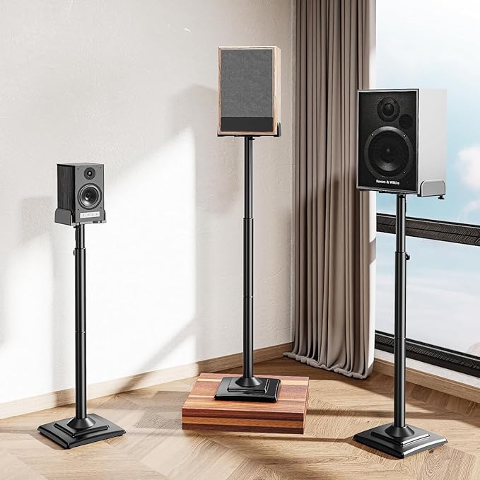 ELIVED Universal Speaker Stands Pair Height Adjustable Max 43.3", Surround - Image 2