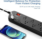 Extension Cord with Multiple Outlets, Surge Protector Power Strip with USB - Image 3