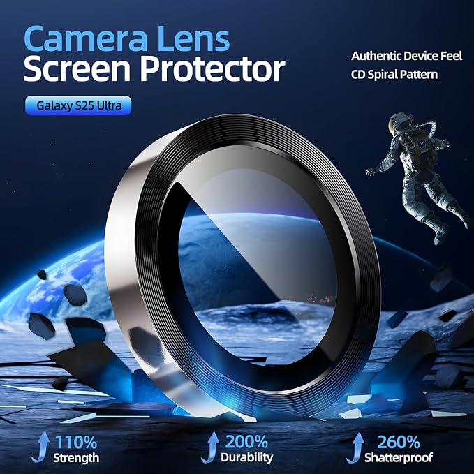 X-it Camera Lens Protector for Samsung S25 Ultra, 9H Tempered Glass, - Image 2