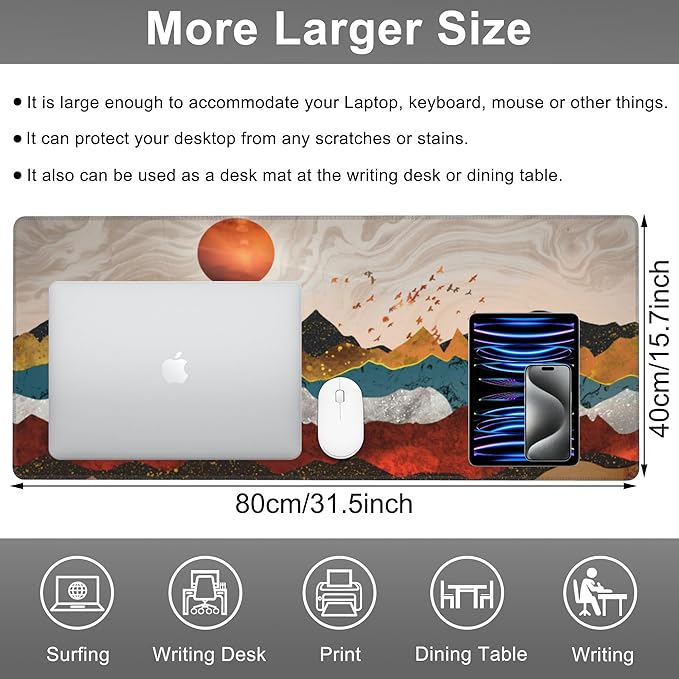 Mouse Pad, Large Colorful Precious Mountains Desk Mat, Extended Non-Slip Gaming - Image 2