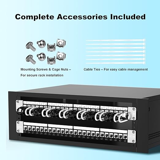 Jadaol 24 Port Blank Patch Panel, 1U 19inch Rack/Wall Mount Patch Panel - Image 8