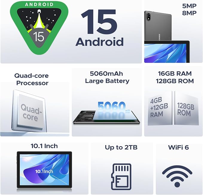 DOOGEE U10 10 inch Tablet with Keyboard, Android 15 Tablet 16GB+128GB/2TB Expand - Image 2
