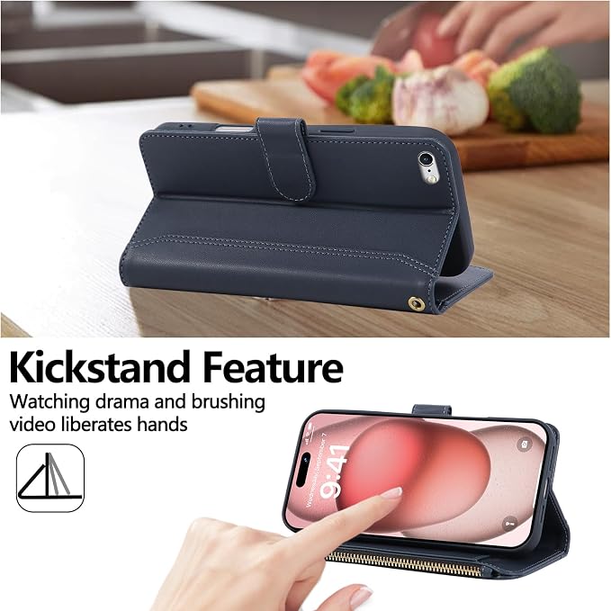 Compatible with iPhone 7/8/SE 2020/SE 2022 Wallet Case PU Leather Shockproof - Image 3