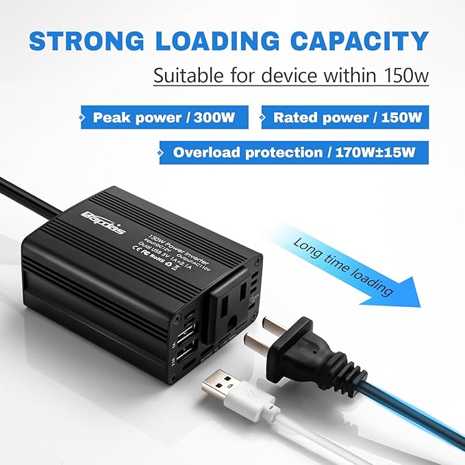 150W Car Power Inverter DC 12V to 110V AC Car Adapter - Image 3