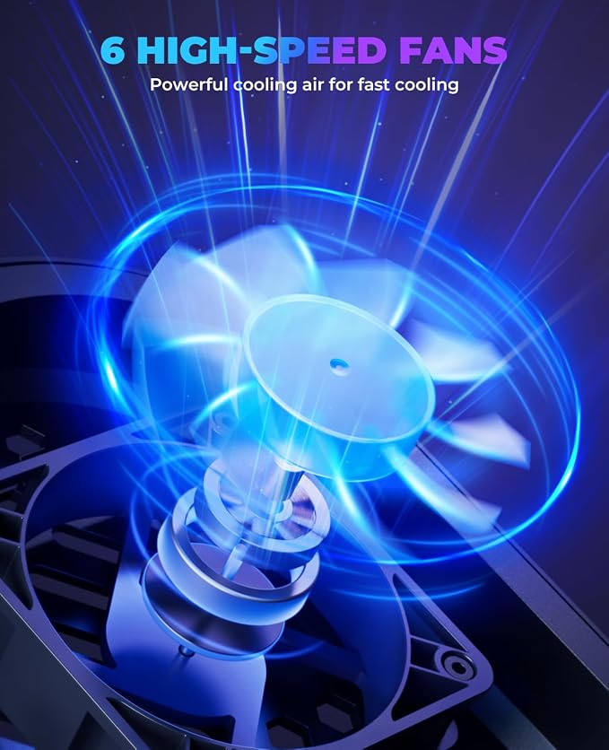 HAVIT Laptop Cooling Pad with 6 Quiet Fans and Adjustable Heights - Image 2