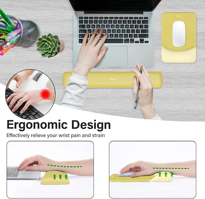 MOSISO Wrist Rest Support for Mouse Pad&Keyboard Set, Rectangular Ergonomic - Image 2